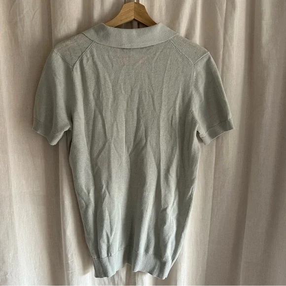 MOSS Linen Blend Light Sage Skipper Polo Size S